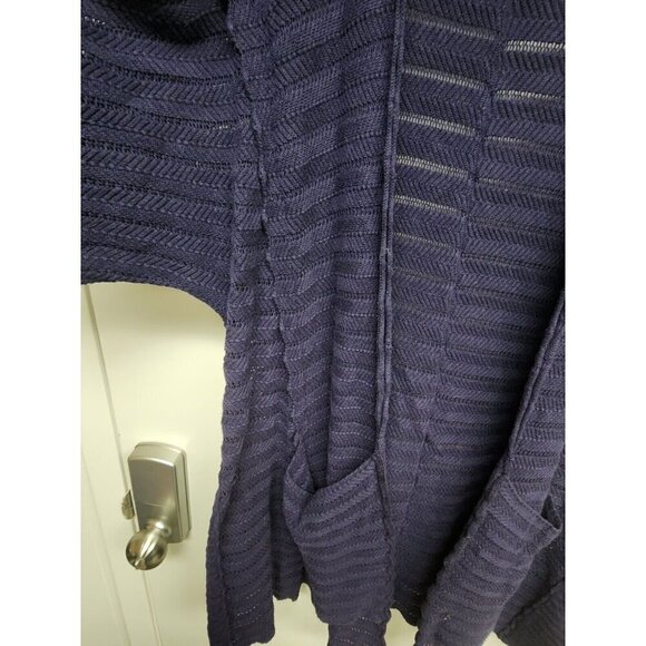 GUINEVERE Anthropologie Dark Blue Cashmere Blend Knit Open Front Cardigan Size M - Picture 4 of 9